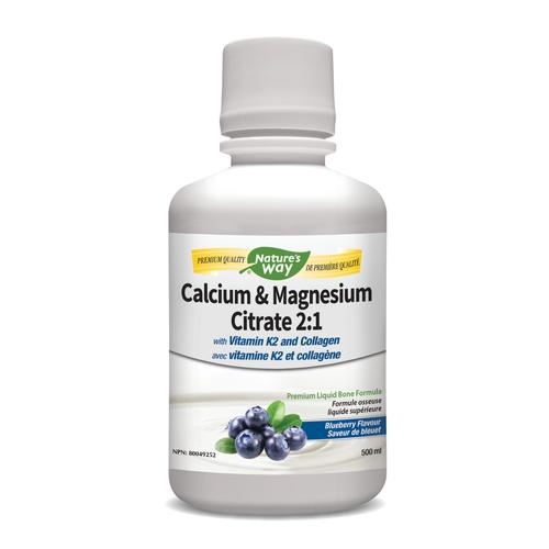 Nature's Way - Calcium & Magnesium Citrate 2:1 with vitamin K2, Collagen, Blueberry (500ml)