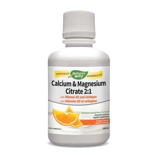 Nature's Way - Calcium & Magnesium Citrate 2:1 with Vitamin K2 & Collagen, Orange (500ml)