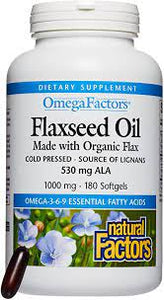 Natural Factors - Flax Seed Oil, Org 1000mg (180caps)